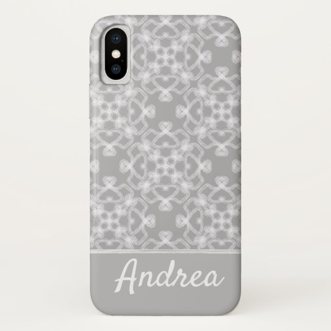 Capa Para iPhone, Case-Mate Padrão personalizado branco e cinza (Verso)