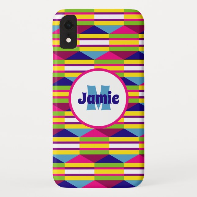 Capa Para iPhone, Case-Mate Padrão Personalizado de Stripes Funciosas, Triângu (Verso)