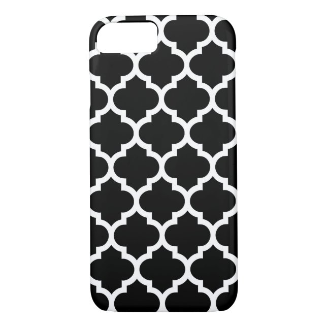 Capa Para iPhone, Case-Mate Padrão Preto de Quatrefoil Marroquino Branco #5 (Verso)