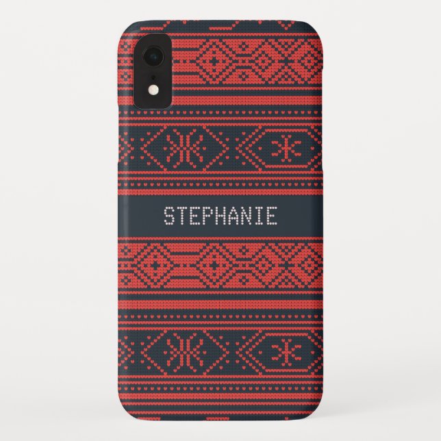 Capa Para iPhone, Case-Mate Padrão Preto Vermelho Suave Personalizado no Natal (Verso)