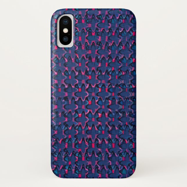 Capa Para iPhone, Case-Mate Padrão retroativo azul e rosa (Verso)