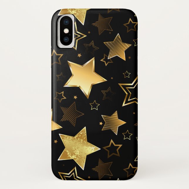 Capa Para iPhone, Case-Mate Padrão sem costura com estrelas de Ouro (Verso)