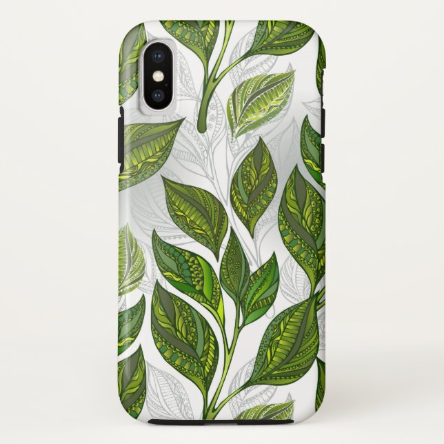 Capa Para iPhone, Case-Mate Padrão sem costura com folhas verdes de chá (Verso)