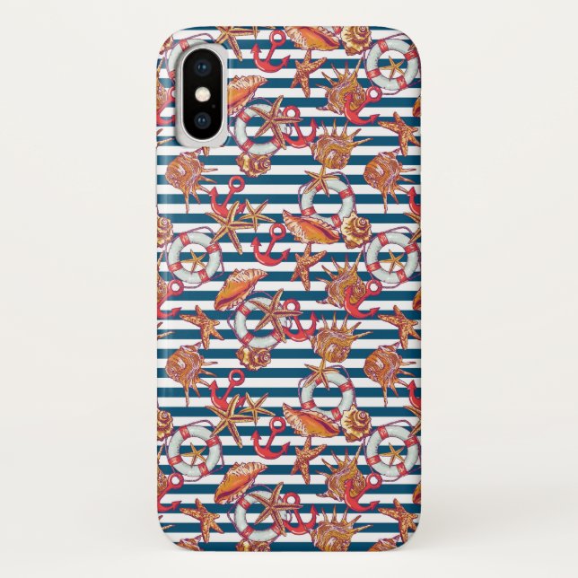 Capa Para iPhone, Case-Mate Padrão Starfish E Stripes (Verso)