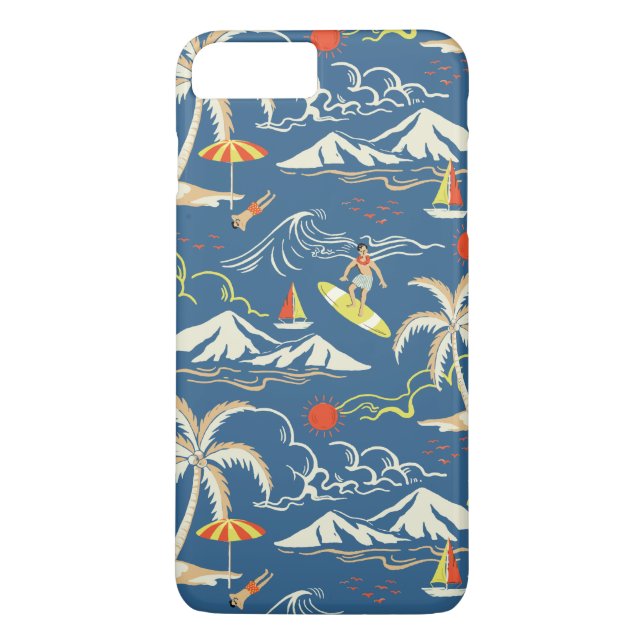 Capa Para iPhone, Case-Mate Padrão tropical do Surf retroativo (Verso)