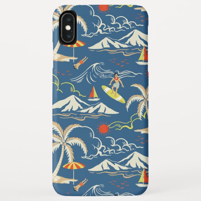 Capa Para iPhone, Case-Mate Padrão tropical do Surf retroativo (Verso)