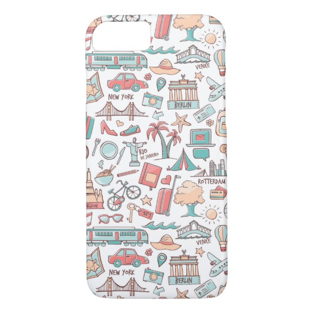 Capa Para iPhone, Case-Mate Padrão Turístico Pastel (Verso)