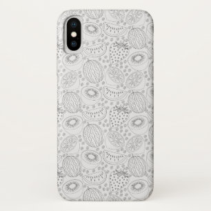Capa Para iPhone Da Case-Mate Padrão uniforme de fruta tropical preto e branco