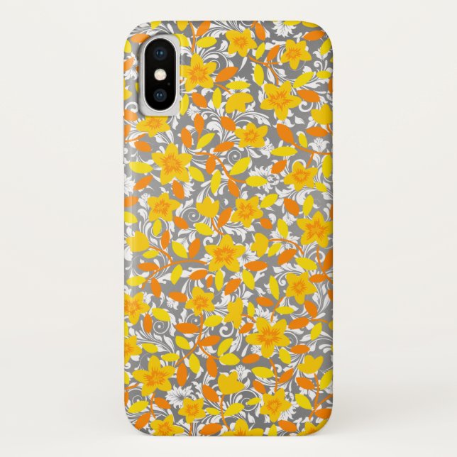 Capa Para iPhone, Case-Mate Padrões de flores laranja amarelo branco fofos (Verso)