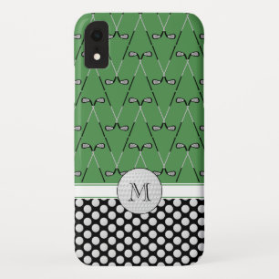 Capa Para iPhone Da Case-Mate Padrões de golfe do Monograma preto verde