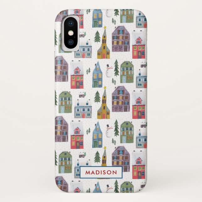 Capa Para iPhone, Case-Mate Paisagem de inverno casas | Natal | (Verso)