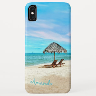 Capa Para iPhone Da Case-Mate Paisagem de praia tropical do Monograma