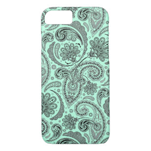 Capa iPhone 8/ 7 Paisley Ornamentado Preto E Verde