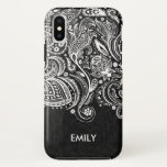 Capa Para iPhone Da Case-Mate Paisley Paisley Branco e Preto Elegante Lace 2<br><div class="desc">Elegante branco vintage floral paisley lace sobre fundo preto, mesmo padrão paisley. Poucas combinações de cores disponíveis.</div>