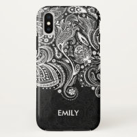 Paisley Paisley Branco e Preto Elegante Lace 2