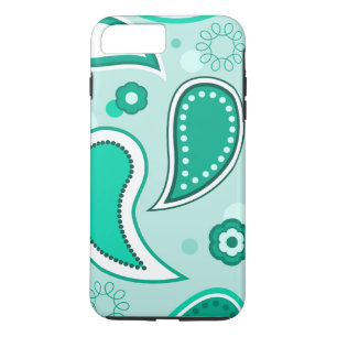 Capa iPhone 8 Plus/7 Plus Paisley Preto e Verde Personalizado