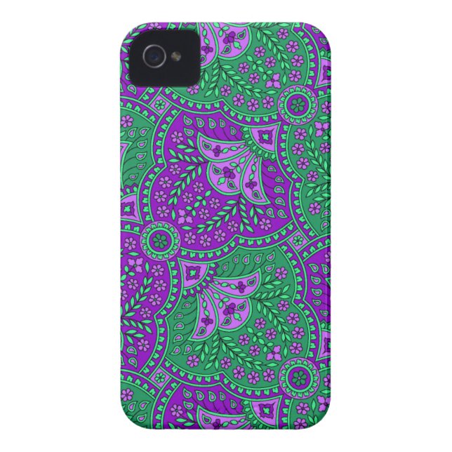 Capa Para iPhone, Case-Mate Paisley verde e roxo (Traseira)