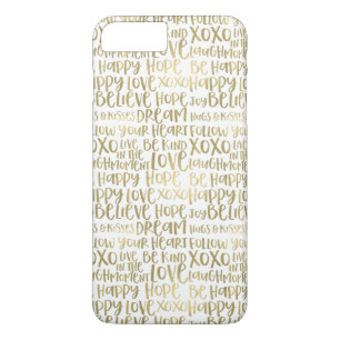 Capa iPhone 8 Plus/7 Plus Palavras inspiradas Dourados
