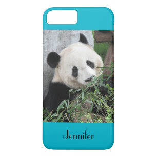 Capa Para iPhone Da Case-Mate Panda gigante bonito, fundo azul, nome feito sob