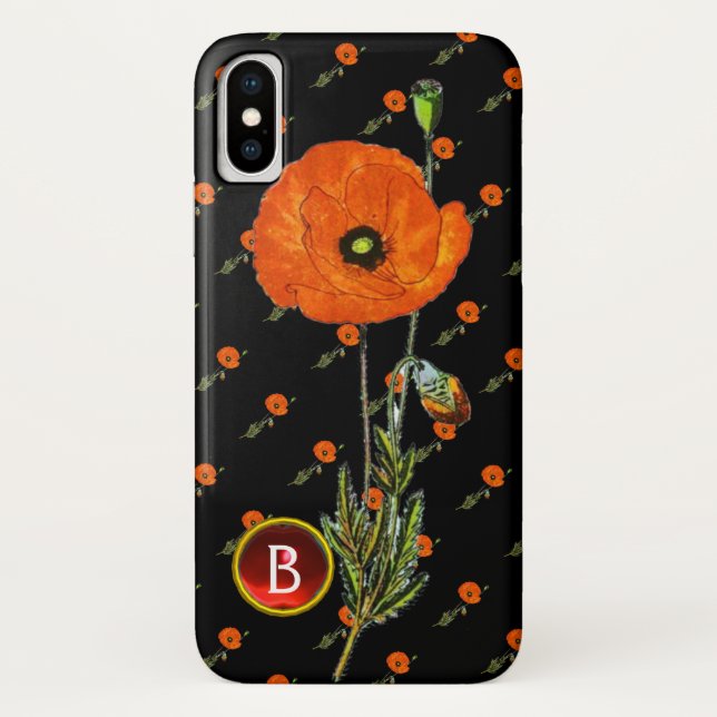 CAPA PARA iPhone, Case-Mate  PAPA VERMELHA NO MONOGRAMA DE GEMSTONE DE RUBY NEG (Verso)