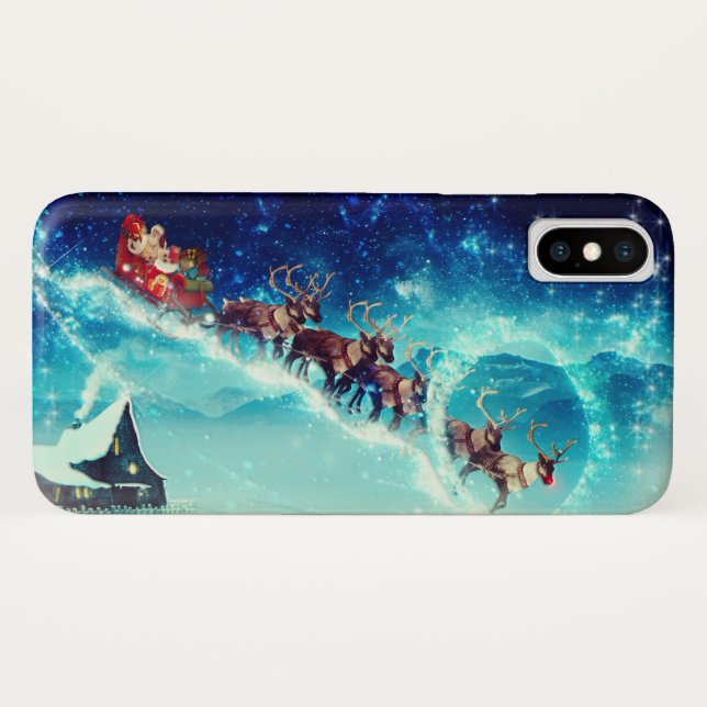 Capa Para iPhone, Case-Mate Papai Noel voando com Reindeer (Verso (Horizontal))