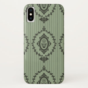 Capa Para iPhone X Papel de Parede Barroco em Verde
