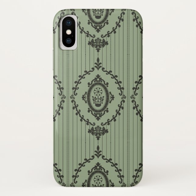 Capa Para iPhone, Case-Mate Papel de Parede Barroco em Verde (Verso)