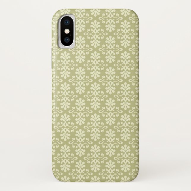 Capa Para iPhone, Case-Mate Papel de parede floral do damasco (Verso)