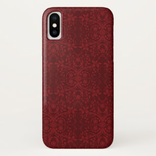 Capa Para iPhone X Papel de parede floral vermelho detalhado