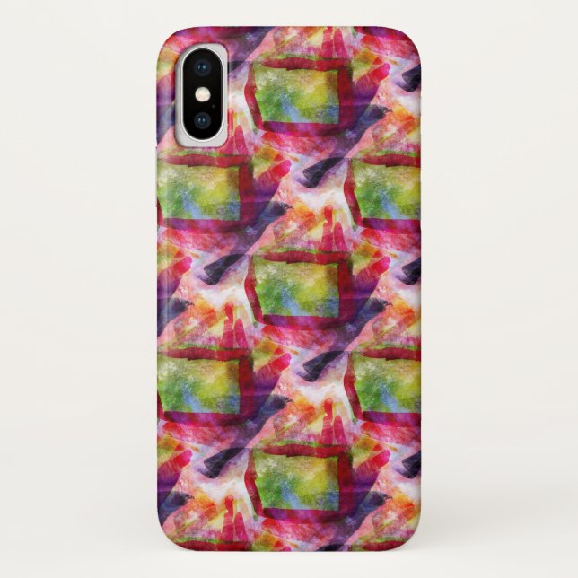 Capa Para iPhone, Case-Mate Papel de parede verde, vermelho abstrato (Verso)