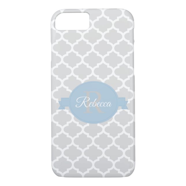 Capa Para iPhone, Case-Mate Papel Quatrefoil Azul Céu Personalizado (Verso)