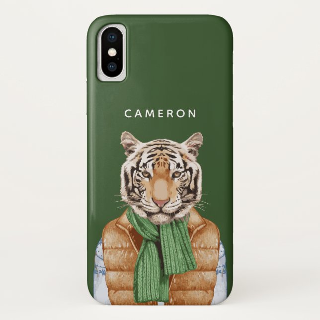 Capa Para iPhone, Case-Mate Para baixo o tigre da veste | adiciona seu nome (Verso)