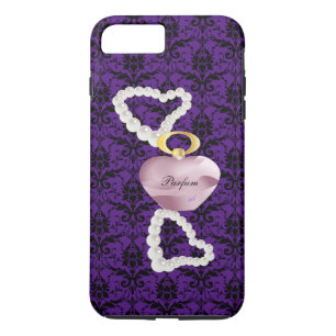 Capa iPhone 8 Plus/7 Plus Parfum&Pearls Damask Roxo iPhone7Plus Mala dura