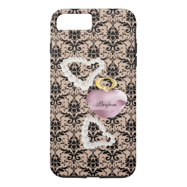 Capa Para iPhone, Case-Mate Parfum & Pearls Taupe Damask iPhone7PlusMala difíc (Verso)