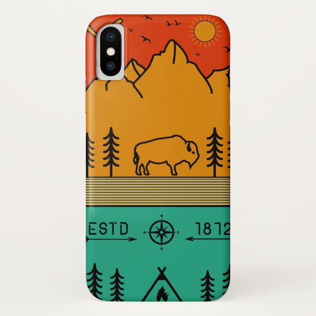 Capa Para iPhone, Case-Mate Parque Nacional Yellowstone Retro Wyoming EUA Biso (Verso)