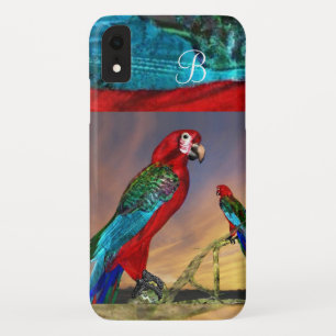 CAPA PARA iPhone XR PARROGAS HÍPER/MONOGRAMA ARA VERMELHA