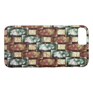 Capa iPhone 8/ 7 Partes retangulares verdes, escura e manchada