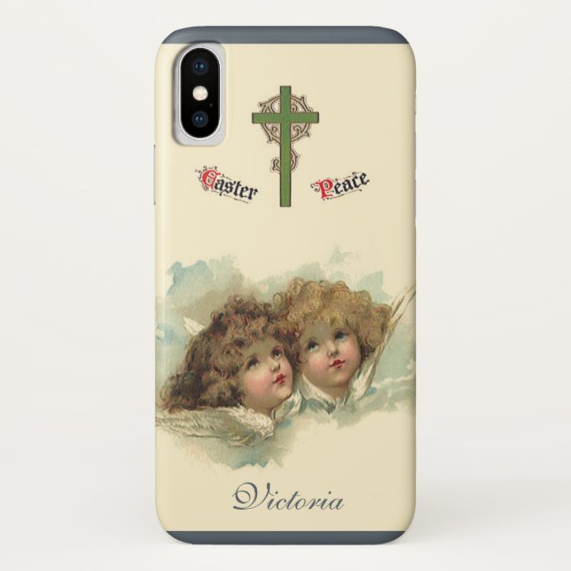 Capa Para iPhone, Case-Mate Páscoa de vindima, anjos angélicos nuvens no céu (Verso)