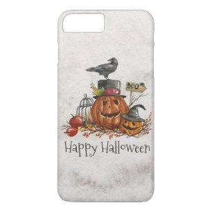 Capa iPhone 8 Plus/7 Plus Pássaros Pretos do Dia das Bruxas e Pumpkins Cap