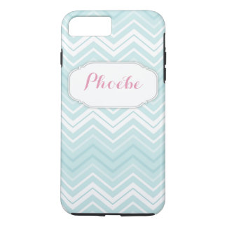 Capa iPhone 8 Plus/7 Plus Pastel Rosa e Teal Chevron Zigzag Personalizado