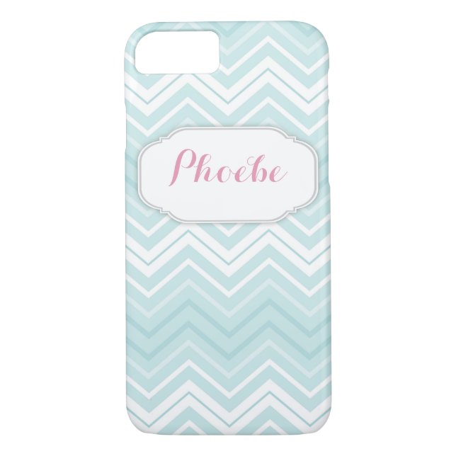 Capa Para iPhone, Case-Mate Pastel Rosa e Teal Chevron Zigzag Personalizado (Verso)