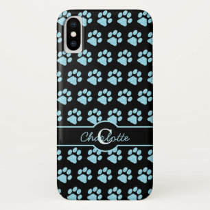Capa Para iPhone Da Case-Mate Pata Imprime Na moda azul brilhante Cão Monograma