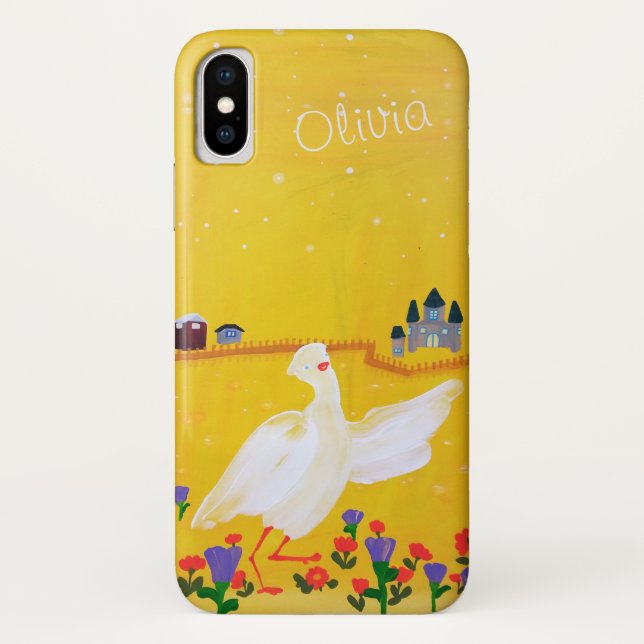 Capa Para iPhone, Case-Mate Pato, Castelo e Flores - Pintura acrílica (Verso)