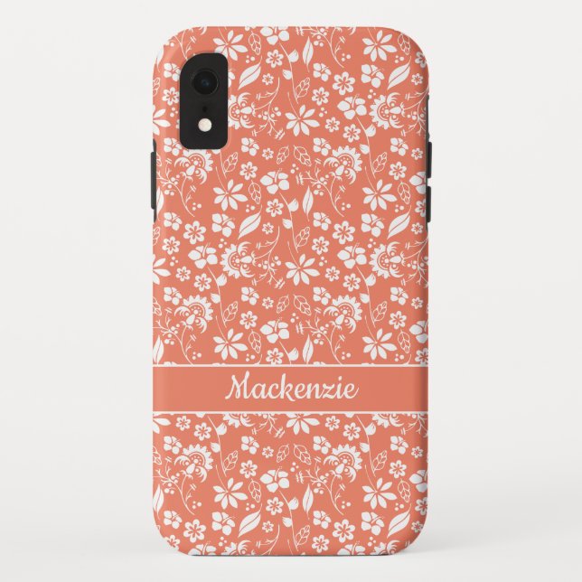 Capa Para iPhone, Case-Mate Patterno Tropical Girly Coral Peach (Verso)
