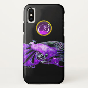 CAPA PARA iPhone DA Case-Mate PAVÃO ELEGANTE NO MONOGRAMA ROXO, AMETHYST