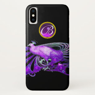 CAPA PARA iPhone DA Case-Mate PAVÃO ELEGANTE NO MONOGRAMA ROXO, AMETHYST