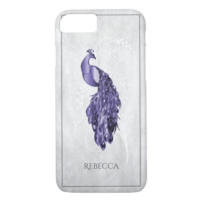 Capa Para iPhone, Case-Mate Pavão Elegante Roxo Personalizado (Verso)