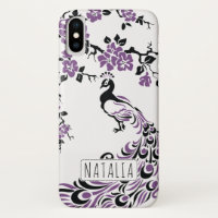 Pavão roxo preto e cereja floresce arte nouveau