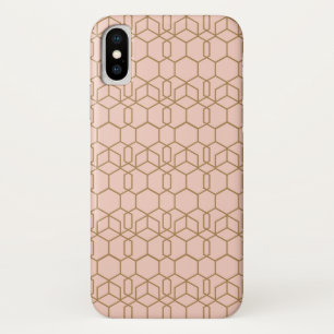 Capa Para iPhone Da Case-Mate Peach Blush e Dourado Glam Geométrico do Boho Mode