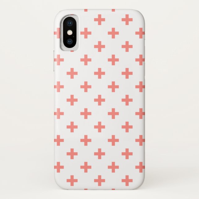 Capa Para iPhone, Case-Mate Peach polka cruza em branco (Verso)